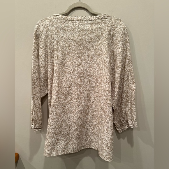 Pure Jill Organic Cotton Beige Paisley Women's Blouse Top Button Detail Sz L - Picture 3 of 12